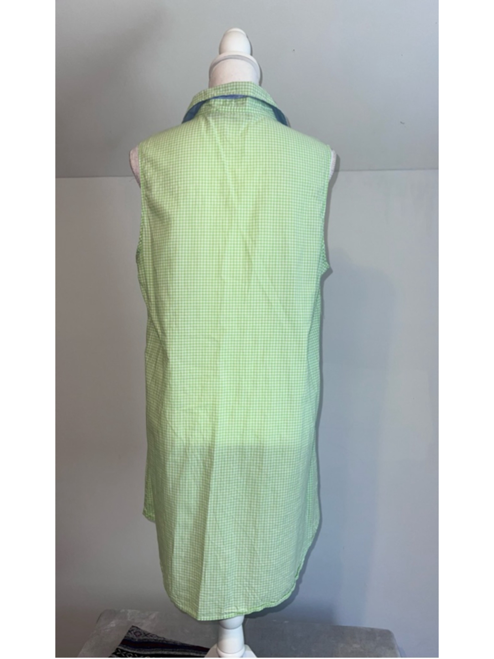 LAUREN Ralph Lauren Gingham Sleeveless Button Down Shirt L Green - Picture 4 of 8